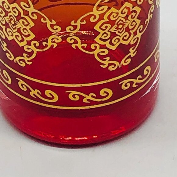 glass cups orange gold embellishment 3.5" set of 2 READ new - Picture 3 of 7
